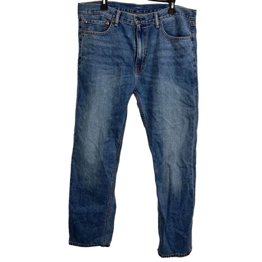 Levis 505 Regular Fit Straight Leg Distressed Men's Blue Jeans Red Tab 38x32